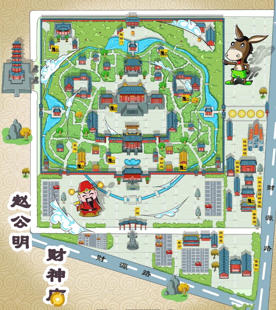 恭城寺庙类手绘地图